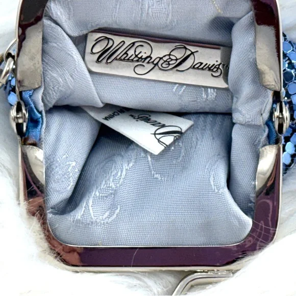 💖 Whiting & Davis Signature Mesh Blue Keychain Coin Purse, Small - Picture 2 of 11
